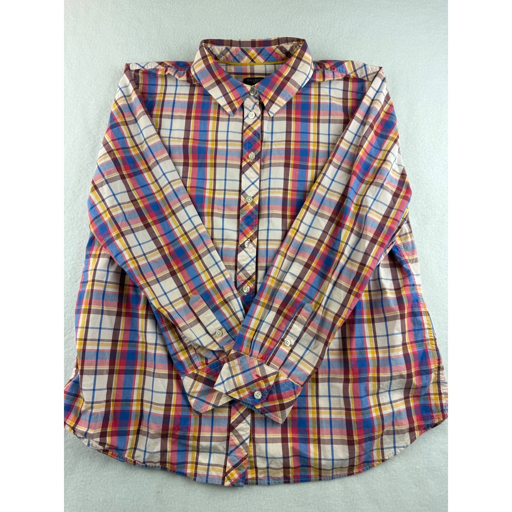 Talbots Petite Women's Plaid‎ Button Down Shirt Long Sleeve Casual Top